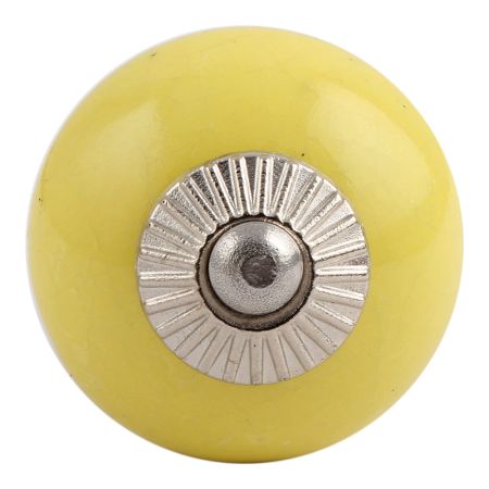 Solid Yellow Silver Fitting Ceramic Cabinet Knob