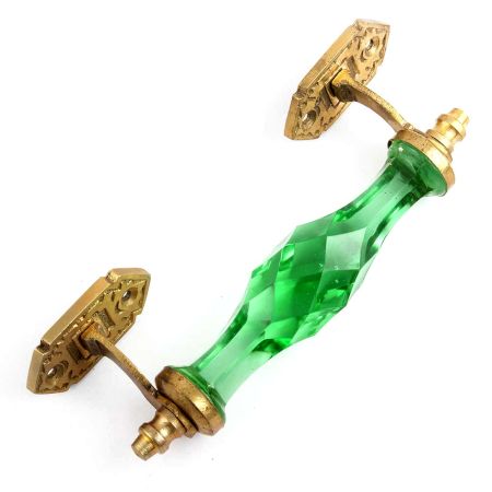 Green Glass Cut Door Handles