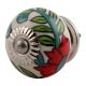 White Leafy Floral Ceramic Knob