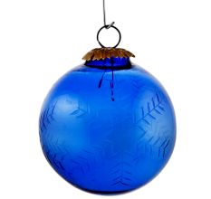 Set Of 4 Piece Blue Leaf Cut Christmas Hanging