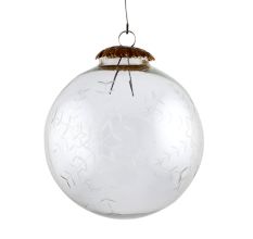 Set Of 4 Piece Clear Leaf Cut Round Christmas Hanging