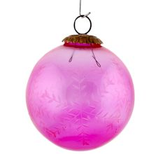 Set Of 4 Piece Pink Leaf Cut Christmas Hanging