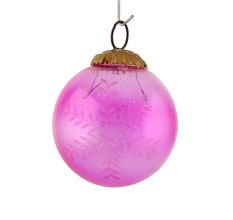 Set Of 4 Piece Pink Round Leaf Christmas Hanging
