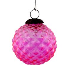 Set Of 4 Piece Pink Solid Custard Apple Christmas Hanging