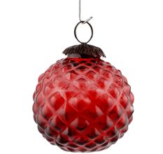 Set Of 4 Piece Red Solid Custard Apple Christmas Hanging