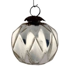 Set Of 4 Piece Silver Shine Box Cut Christmas Hanging