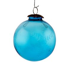 Set Of 4 Piece Turquoise Round Leaf Christmas Hanging