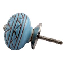 Brown Pattern Etched Ceramic Dresser Knob