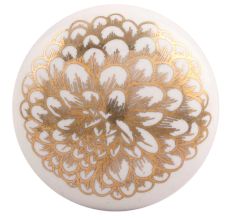 Golden Carnation Flower Flat Ceramic Drawer Knob
