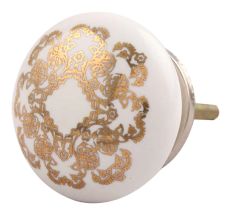 Golden Flower Flat Ceramic Drawer Knob