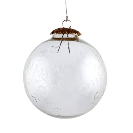 Set Of 4 Piece Clear Leaf Cut Round Christmas Hanging