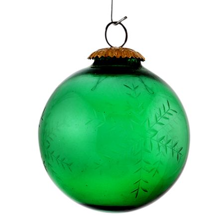 Set Of 4 Piece Green Leaf Cut Christmas Hanging