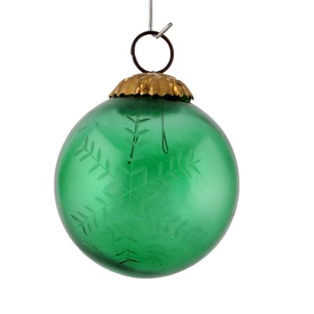 Set Of 4 Piece Green Round Leaf Christmas Hanging