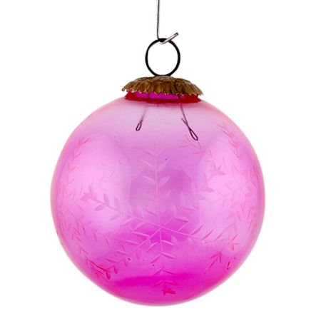 Set Of 4 Piece Pink Leaf Cut Christmas Hanging