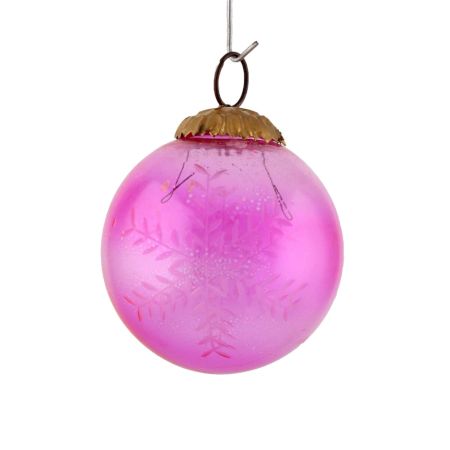 Set Of 4 Piece Pink Round Leaf Christmas Hanging