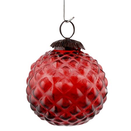 Set Of 4 Piece Red Solid Custard Apple Christmas Hanging