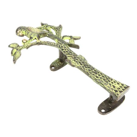 Bronze Green Parrot On Tree Door Handle