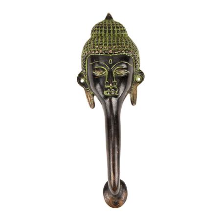 Buddha Face Door Handle In Brass