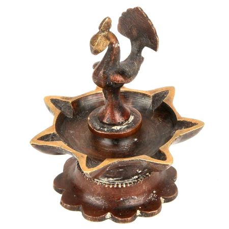 Bronze Peacock Oil Lamp Diya Used in Temple