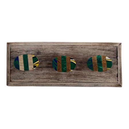 Green Oval Wooden Hooks