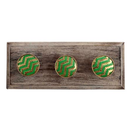 Round Green Metal and Wooden Hooks
