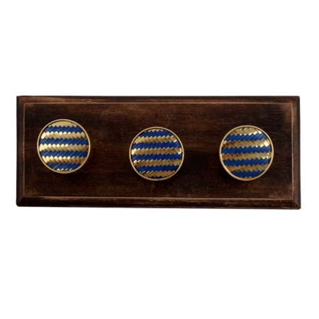 Round Navy Blue Metal and Wooden Hooks