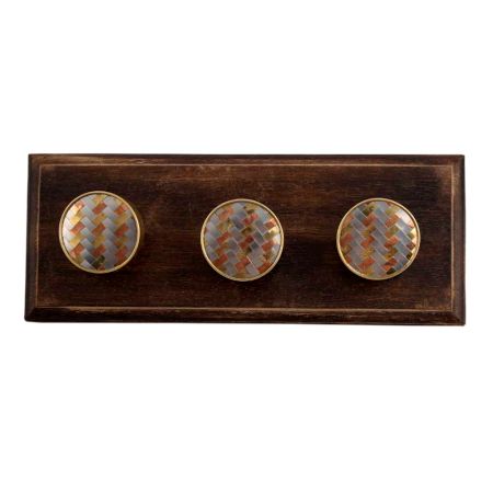 Silver Round Metal and Wooden Hooks