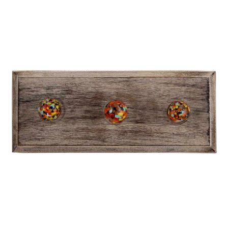 Round Mixed Glass Wooden Hooks
