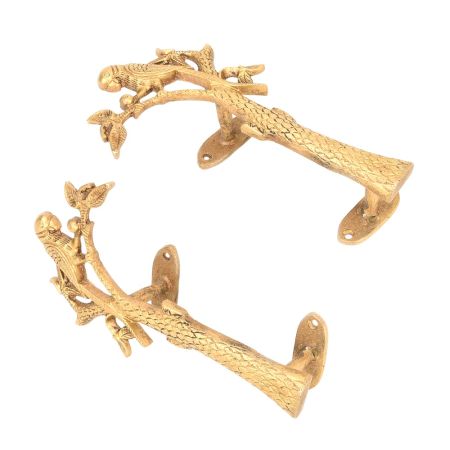 Golden Bronze Parrot On Tree Door Handle