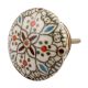White Ceramic Floral Pattern Knob