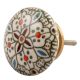 White Ceramic Floral Pattern Knob