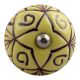 Yellow Base Brown Etched Ceramic Floral Knob
