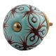 Sea Green Etched Ceramic Floral Cabinet Knob Online