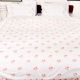 White Cotton Duvet Cover With Pink Floral Hand Embroidery +2 Pillow Covers.