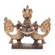 Brass Lamp of Two Peacock Holding Lord Ganesh At Centre
