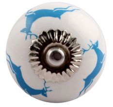 Turquoise Running Rein Deer Pattern Ceramic Dresser Knob Online