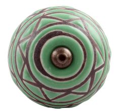 Pea Green Pattern Etched Ceramic Dresser Knob