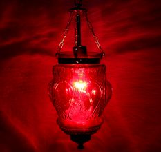 Red Hanging glass light fixture Small Lamp