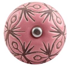 Pink Etched Ceramic Floral Dresser Knob Online