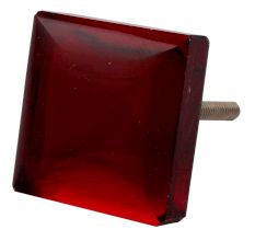 Red Square Flat Glass Cabinet Knob