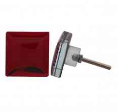 Red Square Flat Glass Cabinet Knob