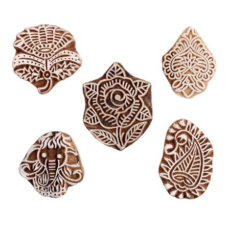 Set of 5 Piece New Mix Wooden Printing Block