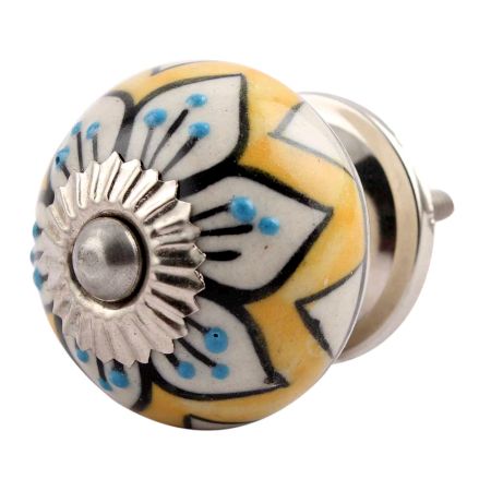 Mustard Flower Ceramic Drawer Knob