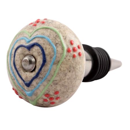 Mixed Color Heart Crackle Ceramic Wine Stopper (Pack of one Piece)