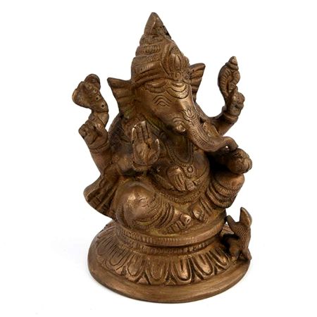 Hindu God Ganesha Small Brass Statue