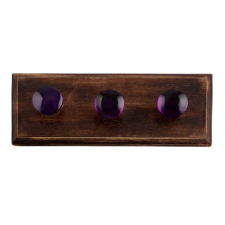 Purple Flat Glass Wooden Hooks