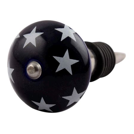 Navy Blue Star Ceramic Wine Stopper (Set of one Piece)