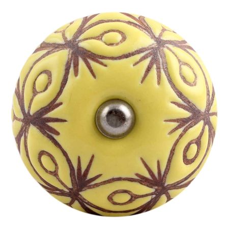 Yellow Etched Ceramic Wine Stopper (Set of one piece)