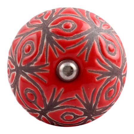 Red Etched Ceramic Floral Wine Stopper (Set of one piece)