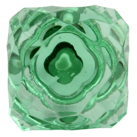 Green Glass Square Cut Cabinet Knob